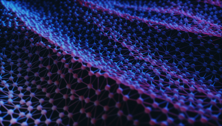 3D illustration. Mesh interconnected by tubes and spheres in the form of organic fabric.の写真素材