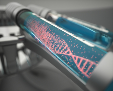 3D illustration. Colorful DNA molecule. Concept image of a structure of the genetic code.の写真素材