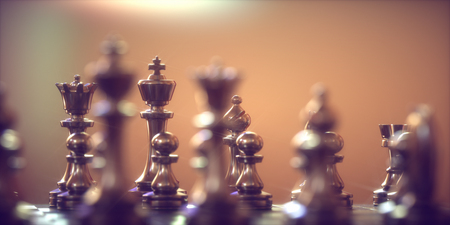 3D illustration. Pieces of chess game, image with shallow depth of field.の写真素材