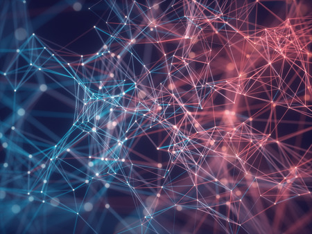 3D illustration of connections and dots representing the concept of cloud computing.
