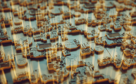 3D illustration. Abstract 3D structure for use as background in technological theme.