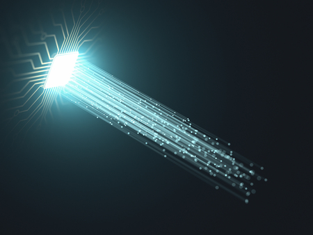 Artificial intelligence. Microchip connections, electric pulses and binary codes.