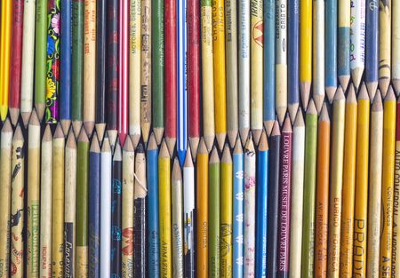 Photo of several old pencils, collection of pencils that no longer exist.の写真素材