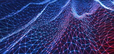 Abstract background image concept. Colorful mesh, interconnected lines. Cloud computing concept. 3D illustration.の写真素材