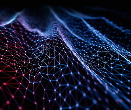Abstract background image concept. Colorful mesh, interconnected lines. Cloud computing concept. 3D...