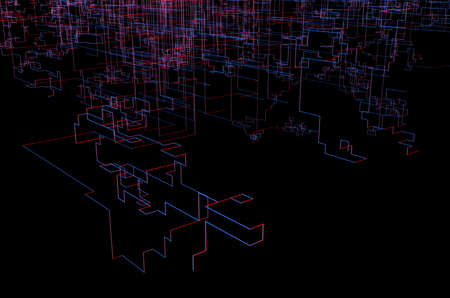 Abstract image of line and connections, colorful abstract geometric shape. 3D illustration.