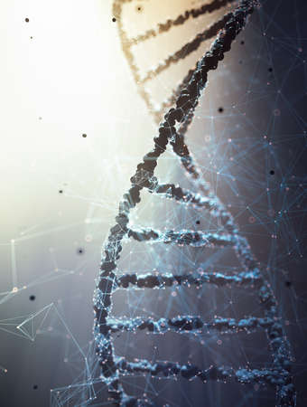 Biotechnology and molecular genetic engineering. 3D illustration of science and molecular technology.の写真素材