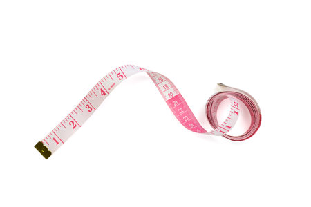 White and red tape measuring isolated on a white background with clipping path.