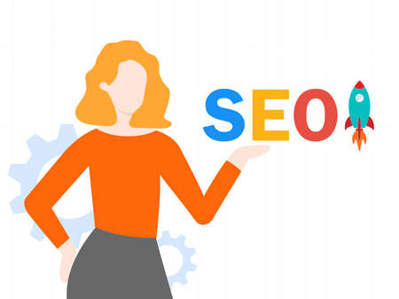 SEO Search Engine Optimization, concept for promoting ranking traffic on website, optimizing your website to rank in search engines or SEO.のイラスト素材