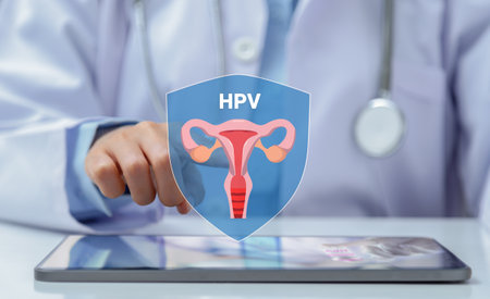 Doctors raising awareness of the prevention of cervical cancer caused by the papillomavirus by vaccination.の写真素材