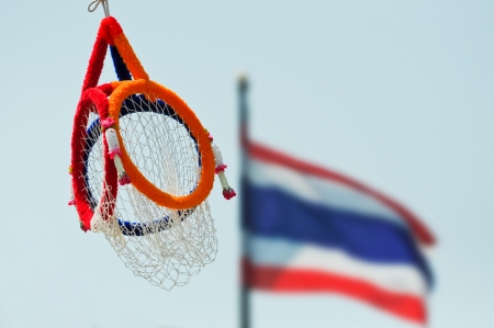 Thai sports known as Takraw through hoops の写真素材