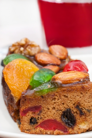 Piece of Delicious Fruit and Nut Cakeの写真素材