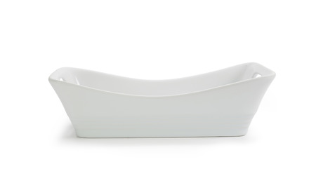 White ceramic baking dish isolated on white backgroundの写真素材