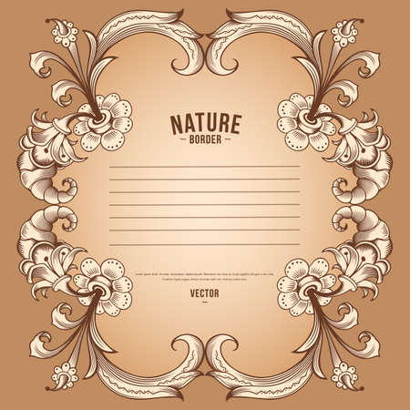 Floral hand drawn vector borderのイラスト素材