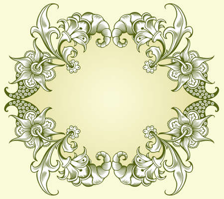 Floral hand drawn vector borderのイラスト素材