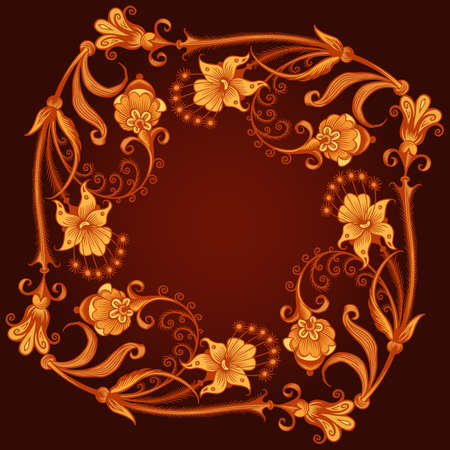 Floral hand drawn vector vintage borderのイラスト素材