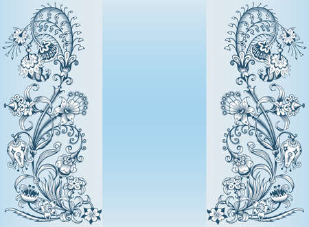 Floral hand drawn vector vintage borderのイラスト素材