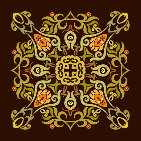 Vector ethnic abstract flower illustrationのイラスト素材