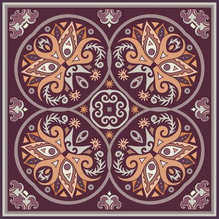 Vector ethnic abstract flower illustrationのイラスト素材