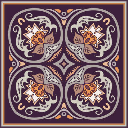 Vector ethnic abstract flower illustrationのイラスト素材