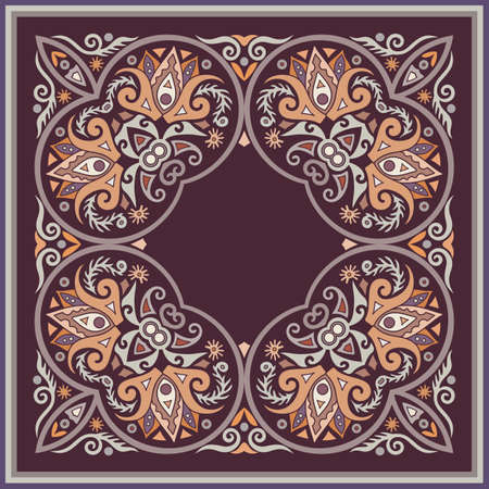 Vector ethnic abstract flower illustrationのイラスト素材