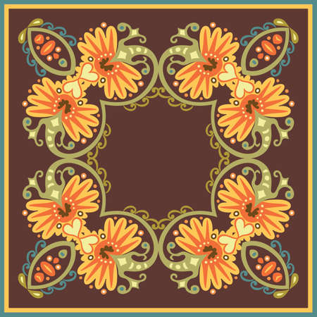 Vector ethnic abstract flower illustrationのイラスト素材