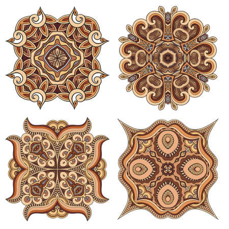 Vector decorative ornamental abstract floral setのイラスト素材