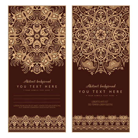 Set of 2 vector abstract ornamental nature cardsのイラスト素材