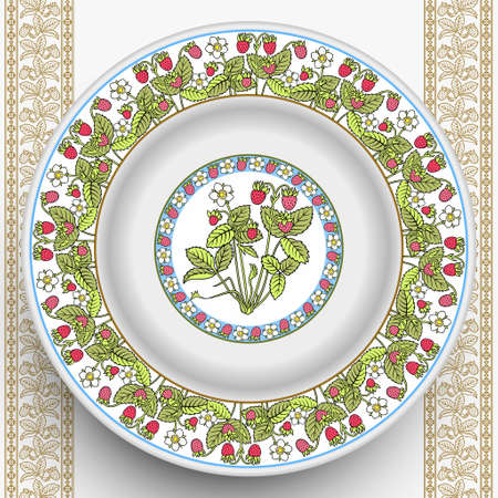 Vector plate with decorative berry ornamentのイラスト素材