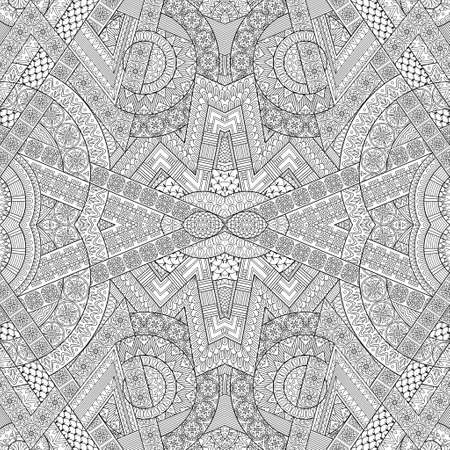 Vector ethnic hand drawn line art seamless patternのイラスト素材