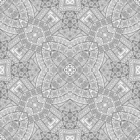 Vector ethnic hand drawn line art seamless patternのイラスト素材