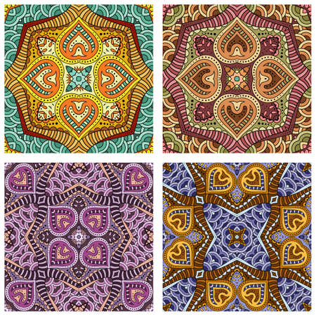 Vector abstract ethnic hand drawn backgrounds setのイラスト素材