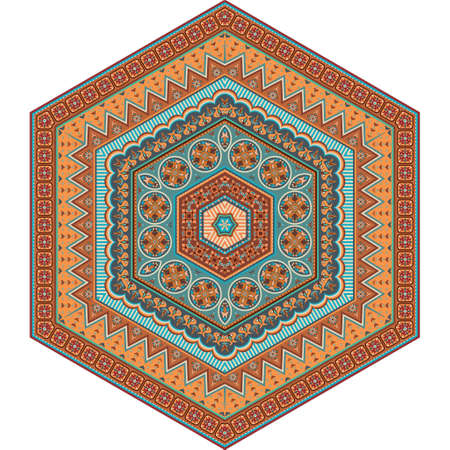 Vector abstract ethnic mandala hexahedron figureのイラスト素材