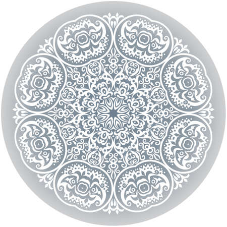 Vector white ethnic round ornamental illustration.のイラスト素材
