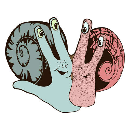 Illustration of hand with stylized snails insideのイラスト素材