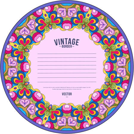Vector ornamental vintage ethnic round frameのイラスト素材
