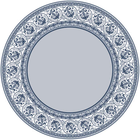 Vector abstract ornamental nature ethnic round frameのイラスト素材