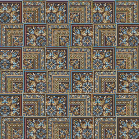 Vector nature patch pattern. Mosaic backgroundのイラスト素材