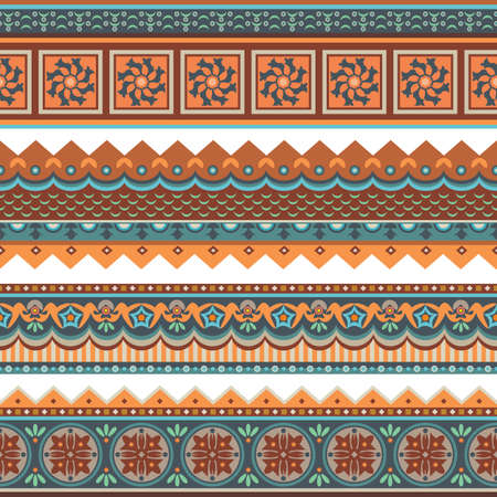 Abstract ethnic stripes. Ornamental borders setのイラスト素材
