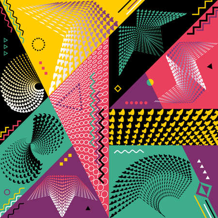 Abstract backgrounds set. Trendy 80s-90s style
