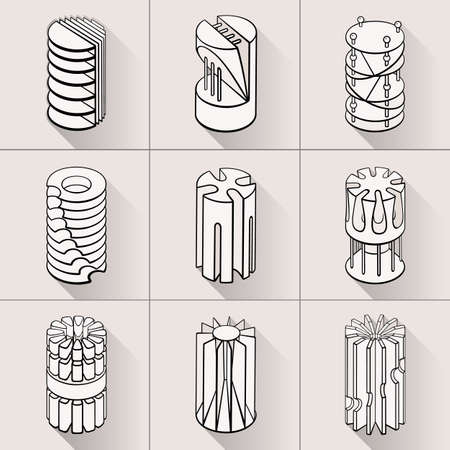 Set of 3D geometric shapes cylinder designsのイラスト素材