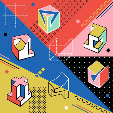 Abstract modern background. Trendy 80s-90s styleのイラスト素材