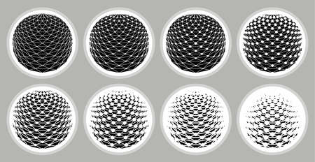 Vector dotted striped spheres set.のイラスト素材