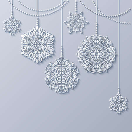 Modern vector ornamental Christmas tree toys.のイラスト素材