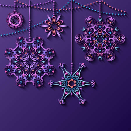 Modern vector ornamental Christmas tree toysのイラスト素材