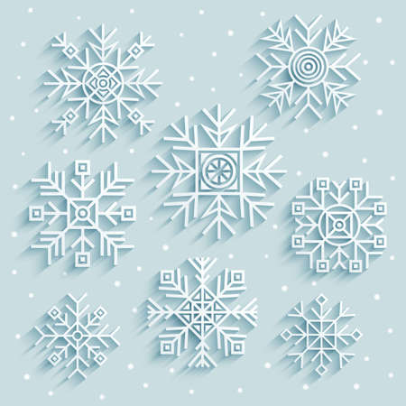 Modern vector decorative ornamental snowflakes setのイラスト素材