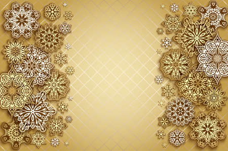 Holidays background with paper cut snowflakes.のイラスト素材