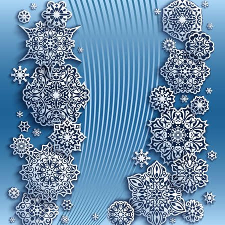 Holidays background with paper cut snowflakes.のイラスト素材