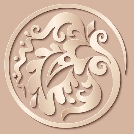 Vector modern paper cut floral element.のイラスト素材