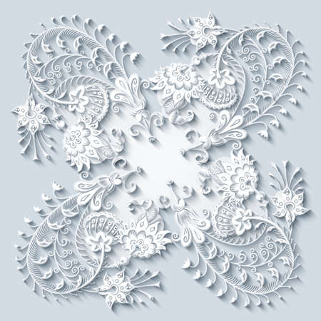 Floral hand drawn vector vintage borderのイラスト素材